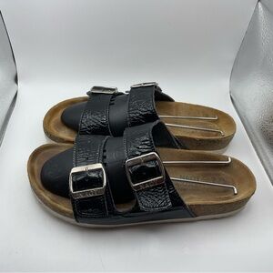 Naot black patent leather double strap sandals size 8